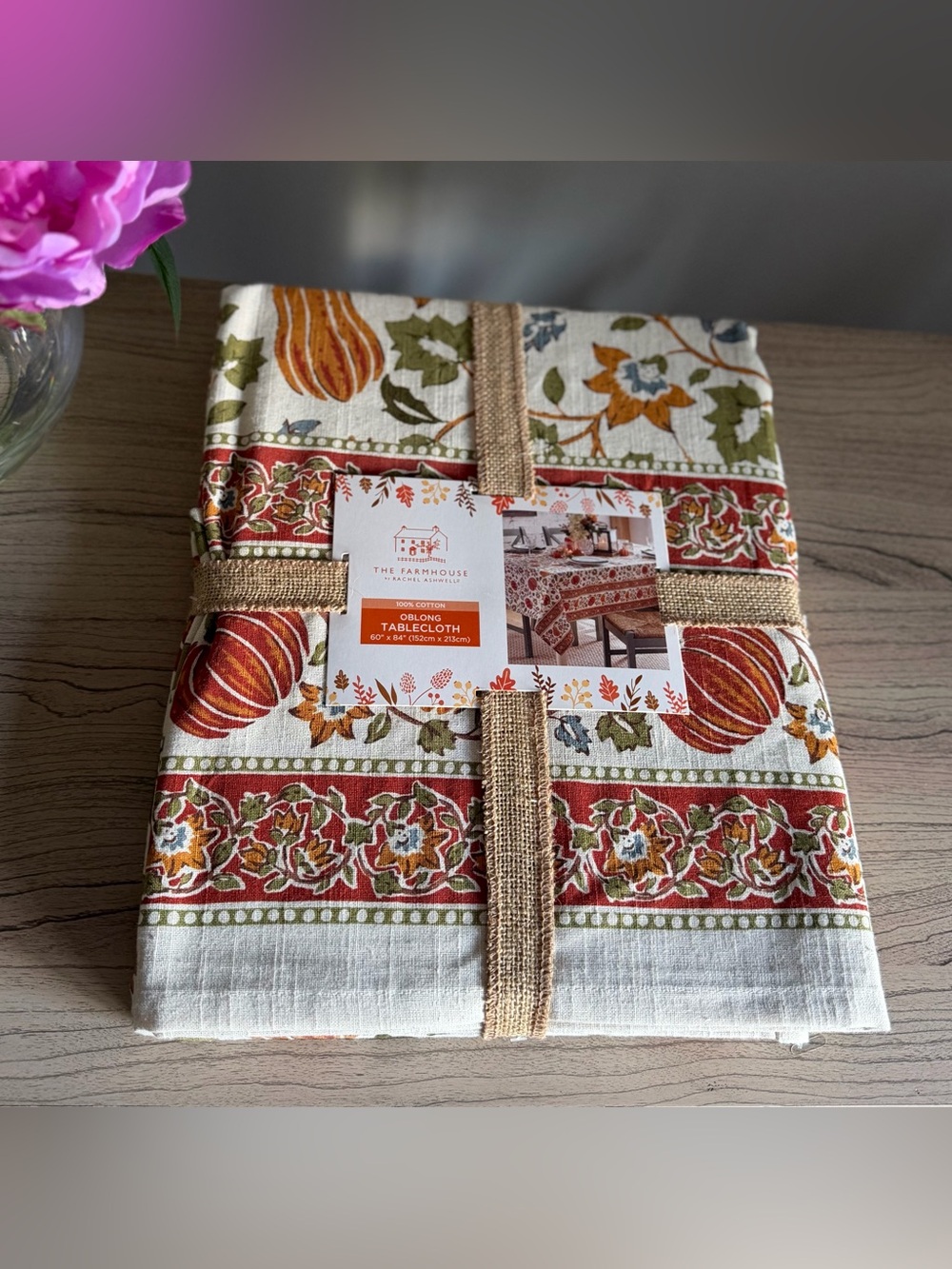 Rachel Ashwell farmhouse Pumpkin fall autumn harvest squash tablecloth 60x84